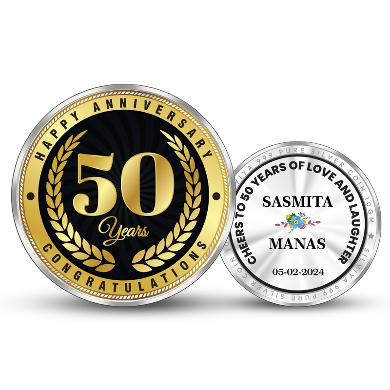 Personalized 50 Anniversary Gift 999 Pure Silver Round Coin