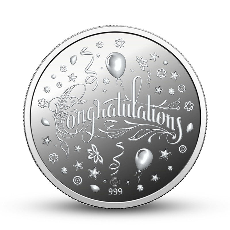 Congratulation Maple 999 Pure Silver Coin Round Shape