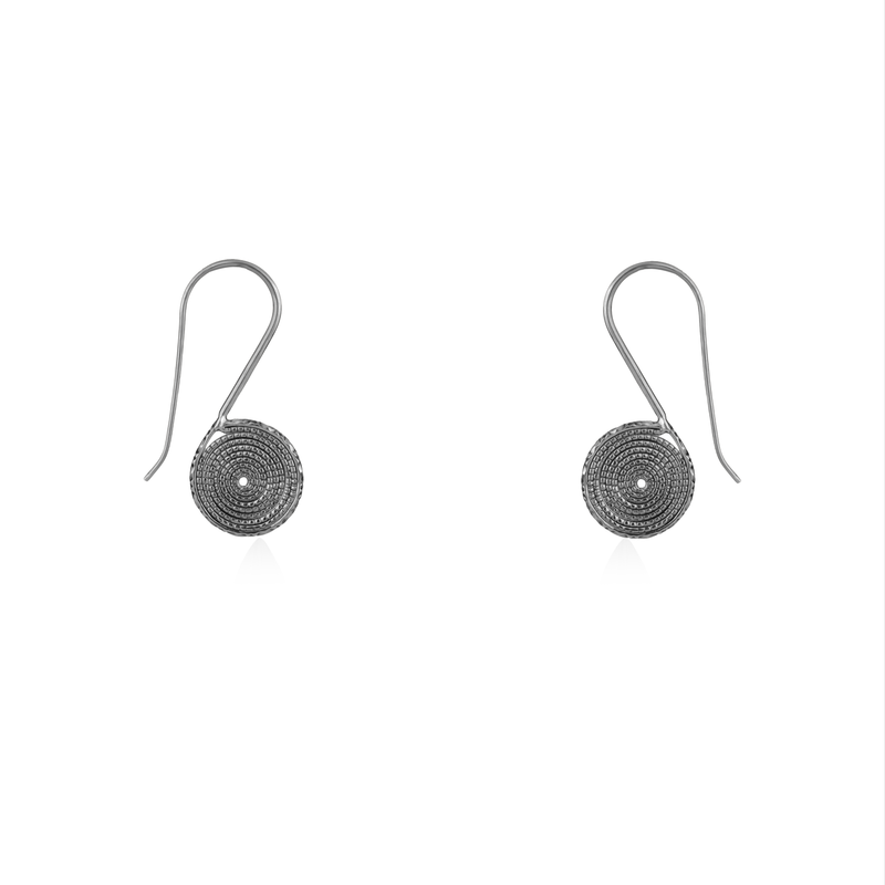 925 Silver Coiled Charm Earrings