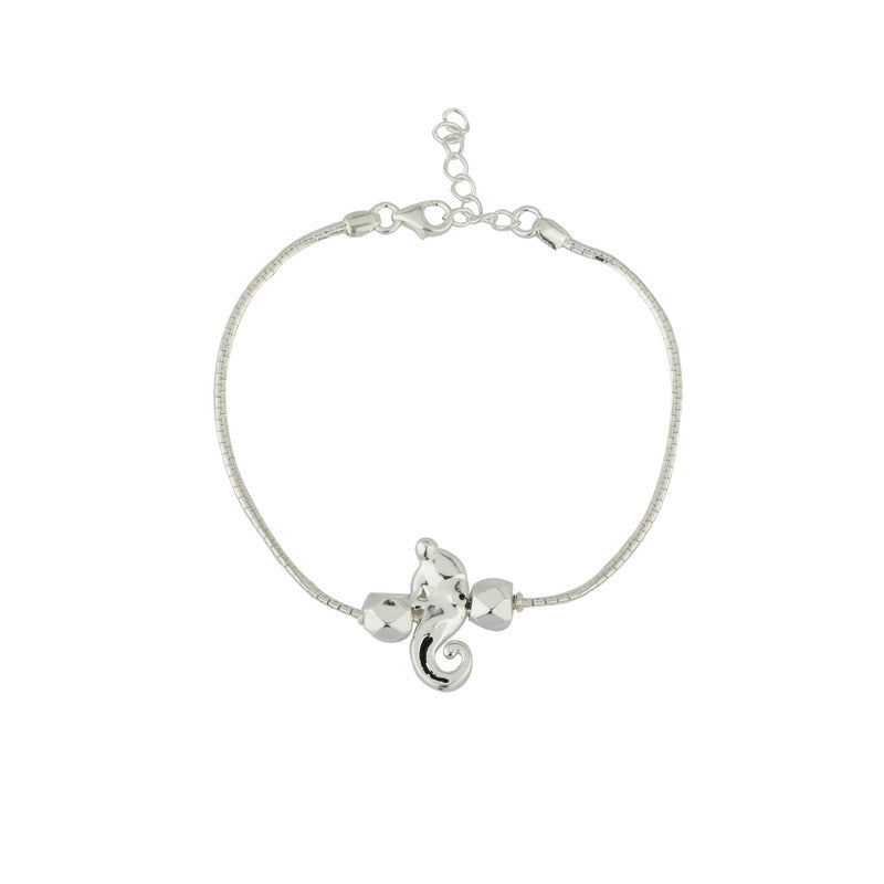 Silver rakhi for kids featuring Lord Ganesha – original silver rakhi design for Raksha Bandhan celebration

