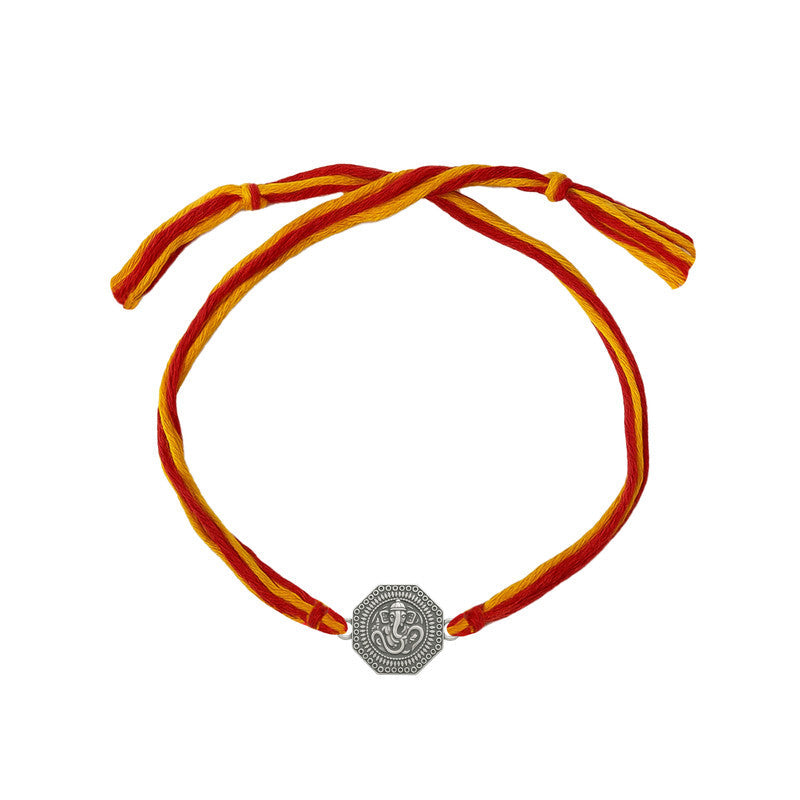 Silver rakhi for brother with Om and Ganesha design – original silver rakhi design with price
