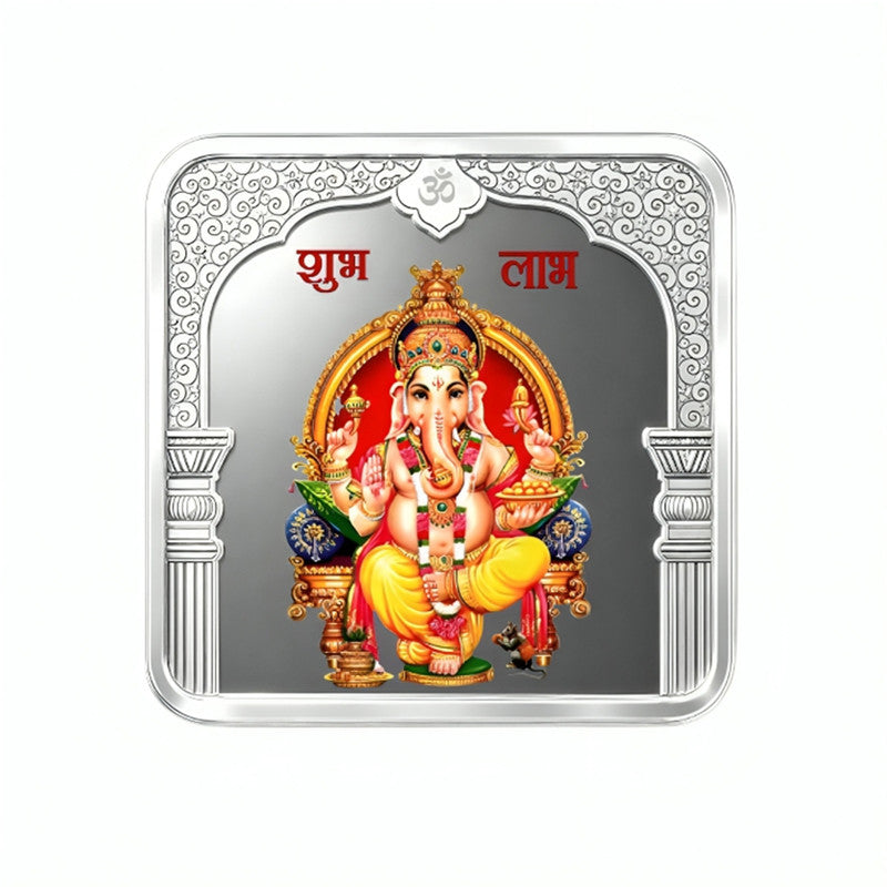 Lord Ganpati Ji 999 Pure Silver Coin Square Shape