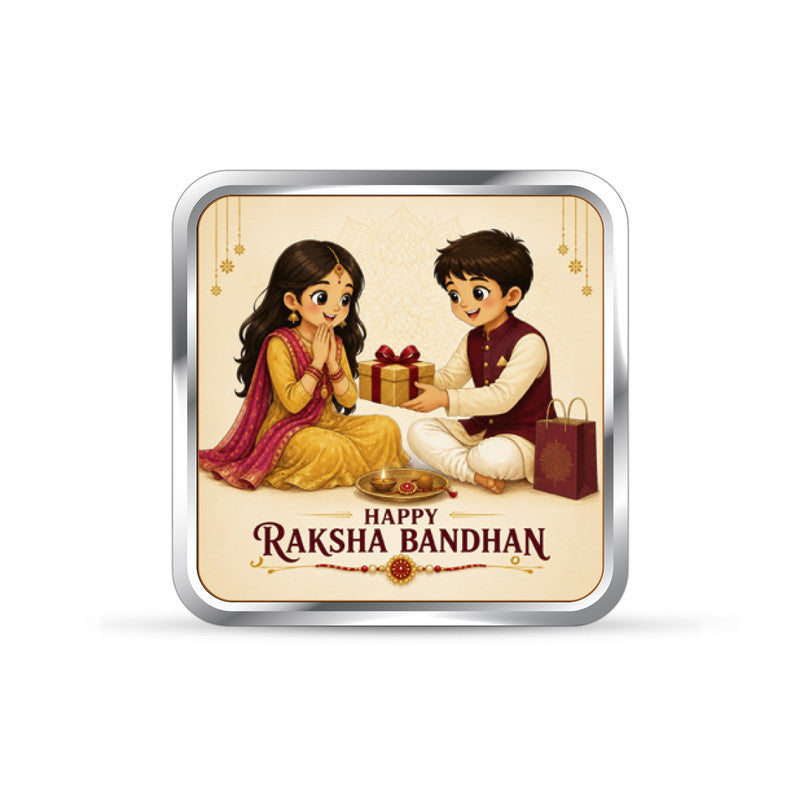 Rakshabandhan 999 Pure Silver Coin Square Shape