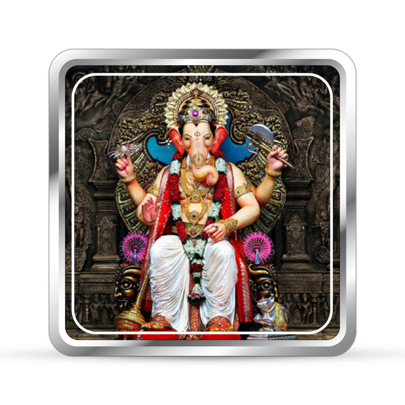 Ganpati Bhappa Morya 999 Pure Silver Coin Square Shape