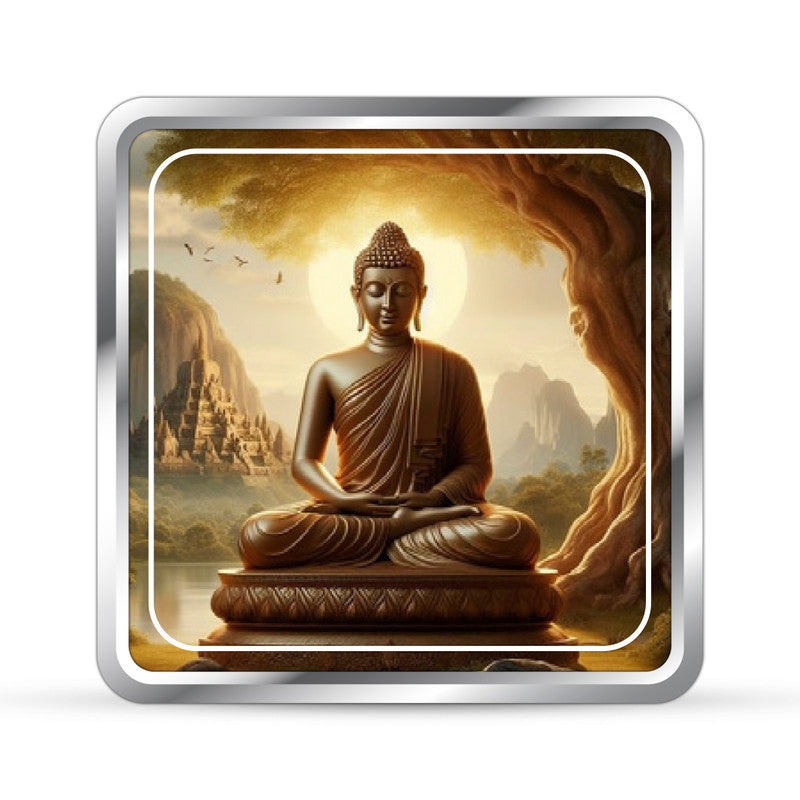 Bhagwan Buddha 999 Pure Silver Coin Square Shape