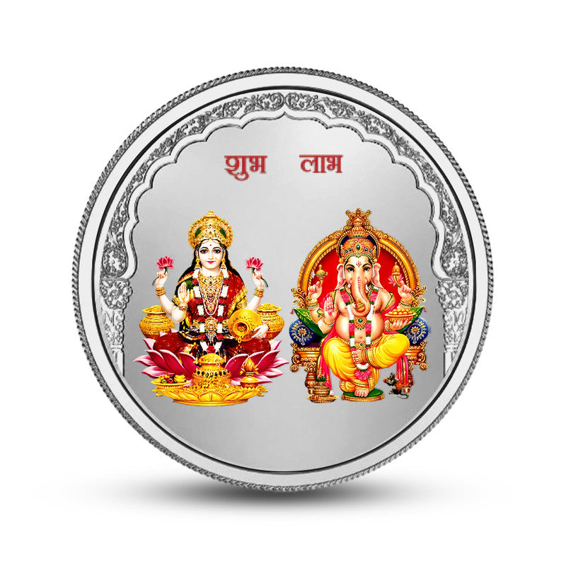 Lakshmi Ganesh 999 Pure Silver Coin Round Shape