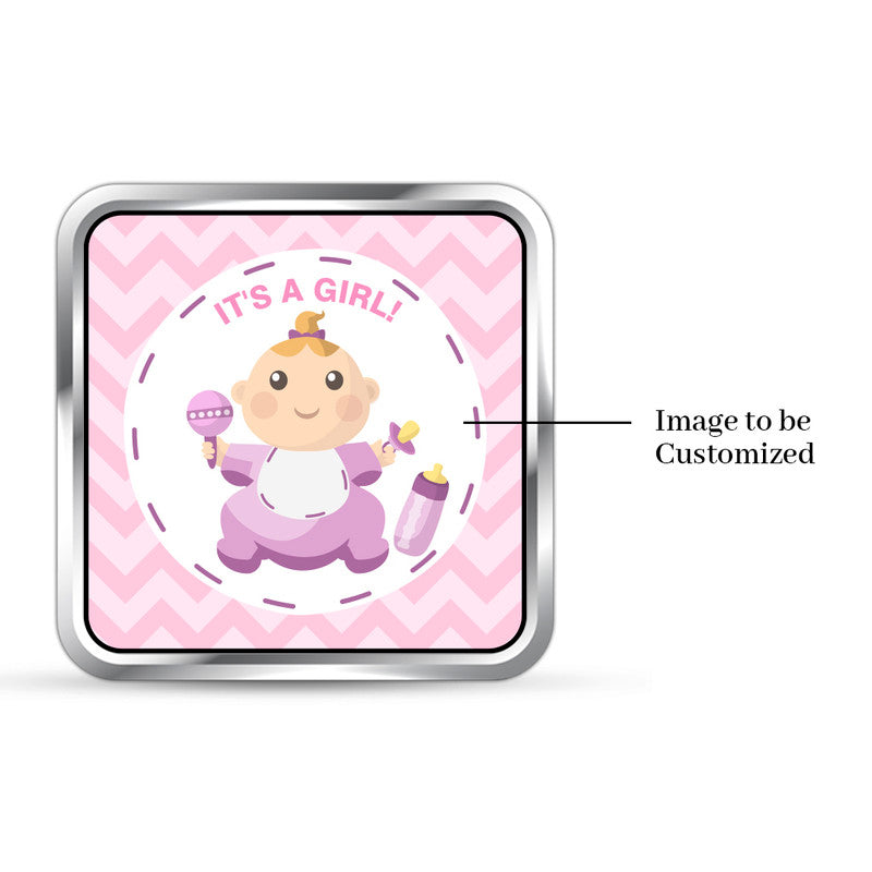 Personalized New Born Baby Girl 999 Pure Silver Square Coin