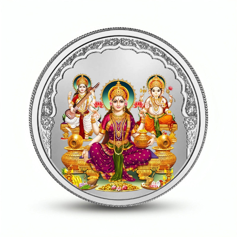 Lakshmi Ganesh Saraswati 999 Pure Silver Coin Round Shape