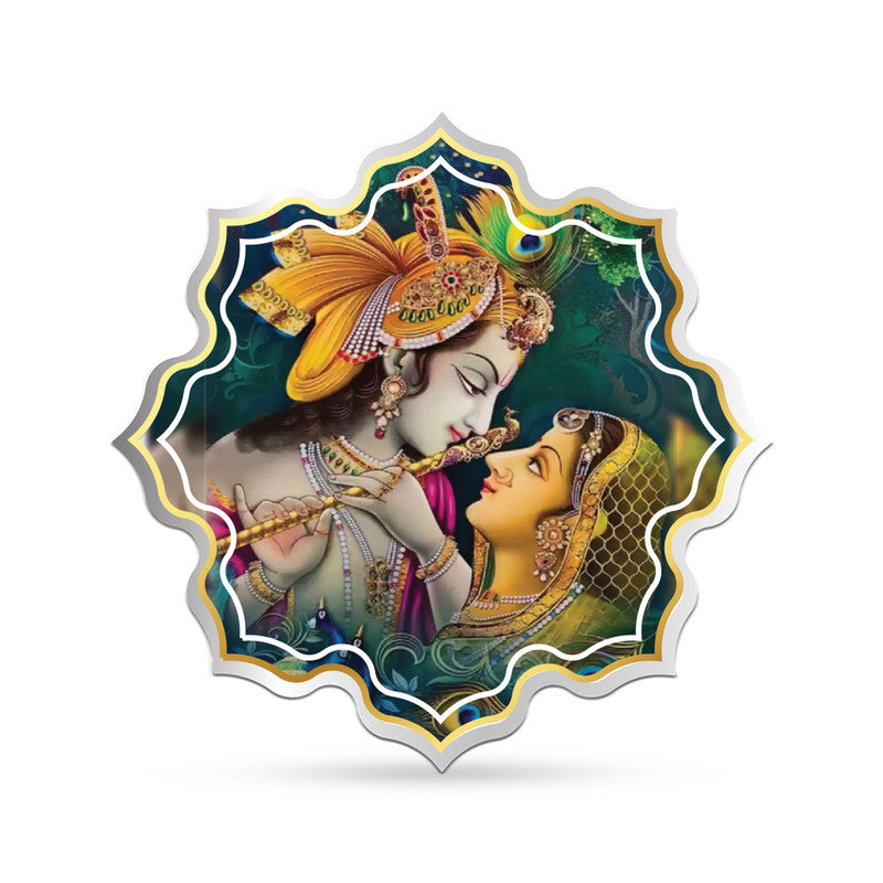 Radha Krishna Mor Pankh 999 Pure Silver Coin Lotus Shape