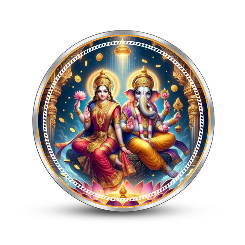 Laxmi Ganesh Ji 999 Pure Silver Coin Round Shape