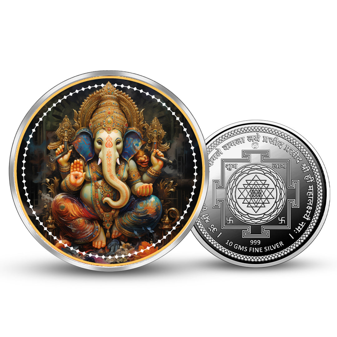 Lord Ganesha 999 Pure Silver Coin Round Shape