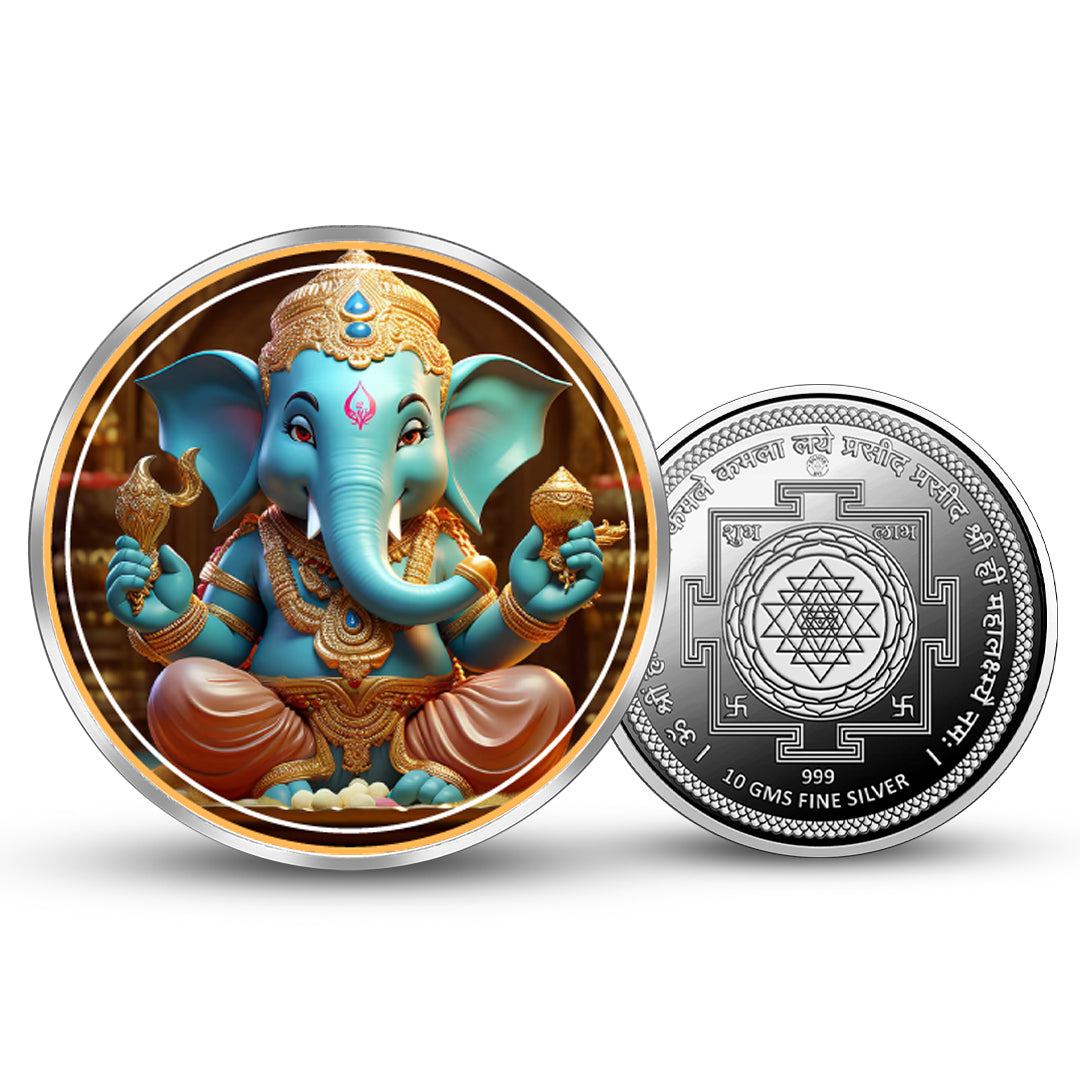 Bal Ganesha 999 Pure Silver Coin Round Shape
