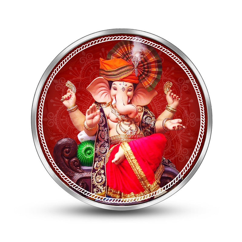 Ganpati Bhappa Morya 999 Pure Silver Coin Round Shape