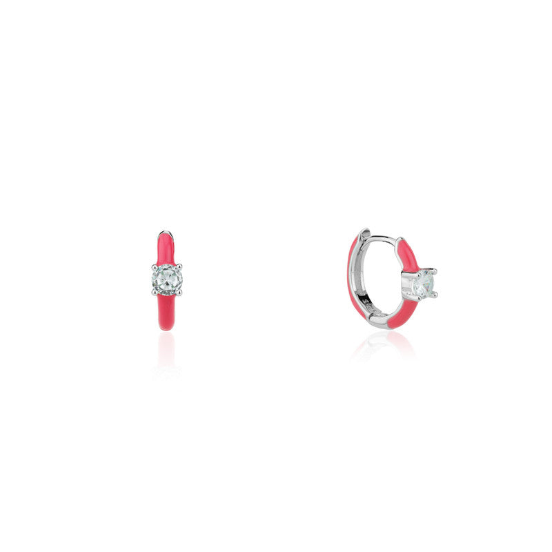 Pure sterling silver pink gemstone drop earrings – sparkling festive jewellery for women, ideal for Diwali, Navratri, and gifting.