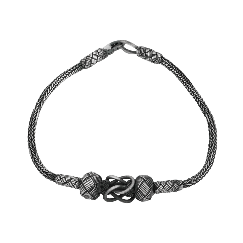 Oxidized Silver Reef Knot Bracelet