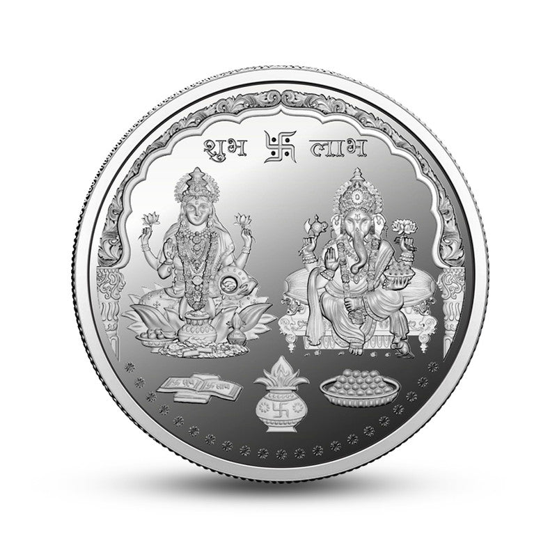 Lakshmi Ganesh Ji 999 Pure Silver Coin Round Shape