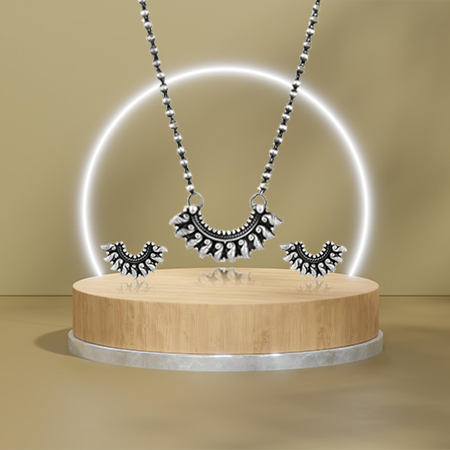 oxidised silver pendant set 
