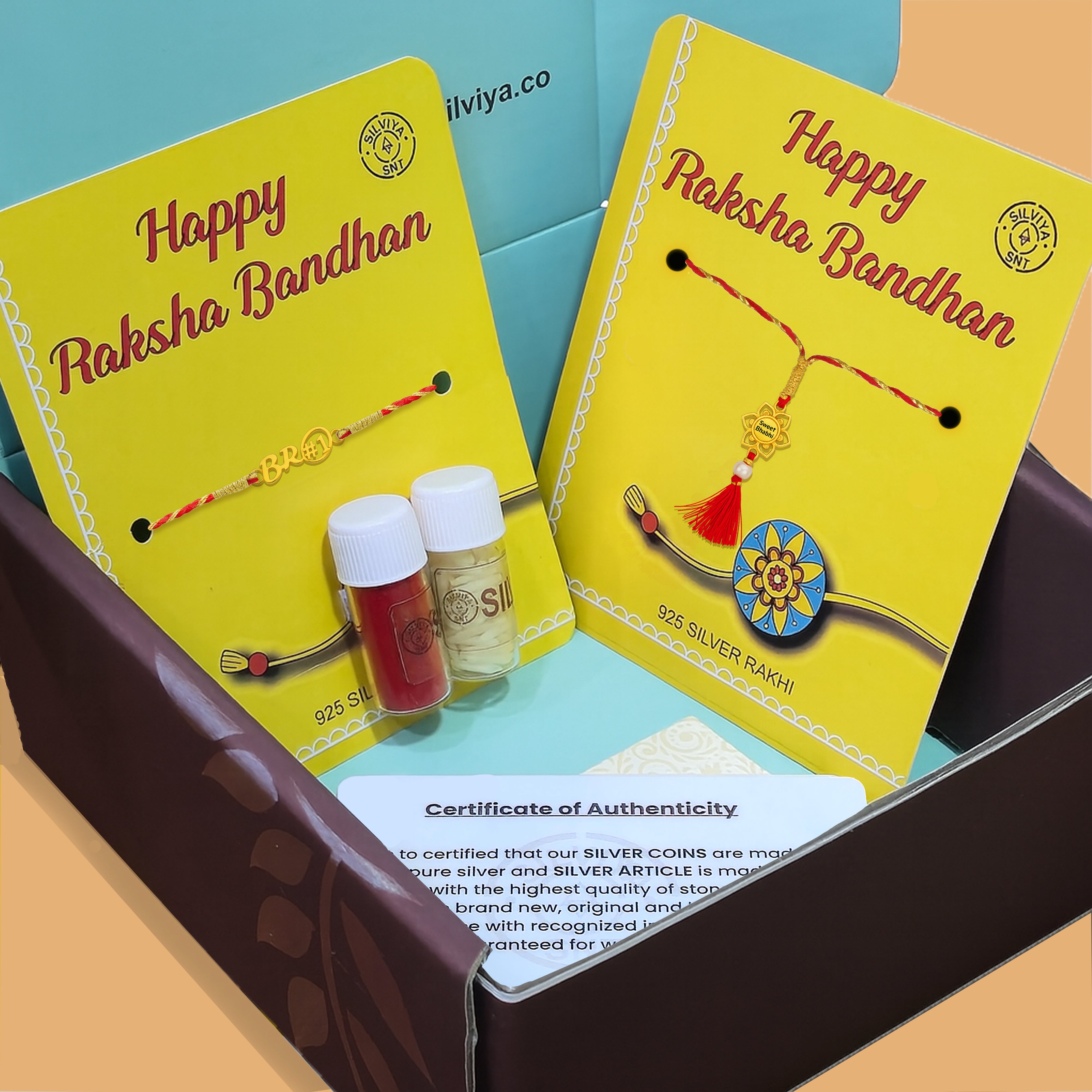 Silver Brother & Sweet Bhabhi Rakhi Lumba Set