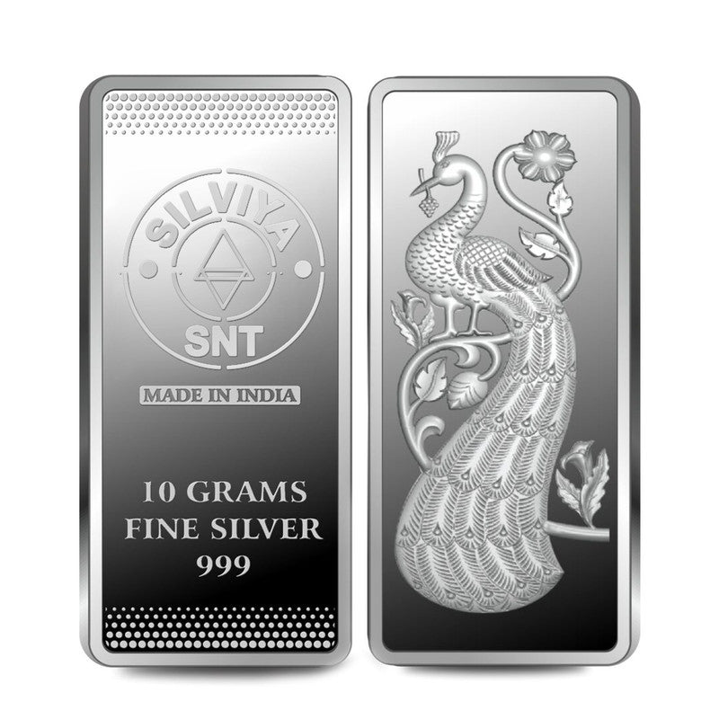 peacock 999 pure silver coin bar shape