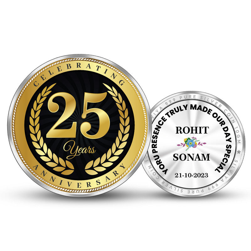 personalized 25th anniversary 999 pure silver coin