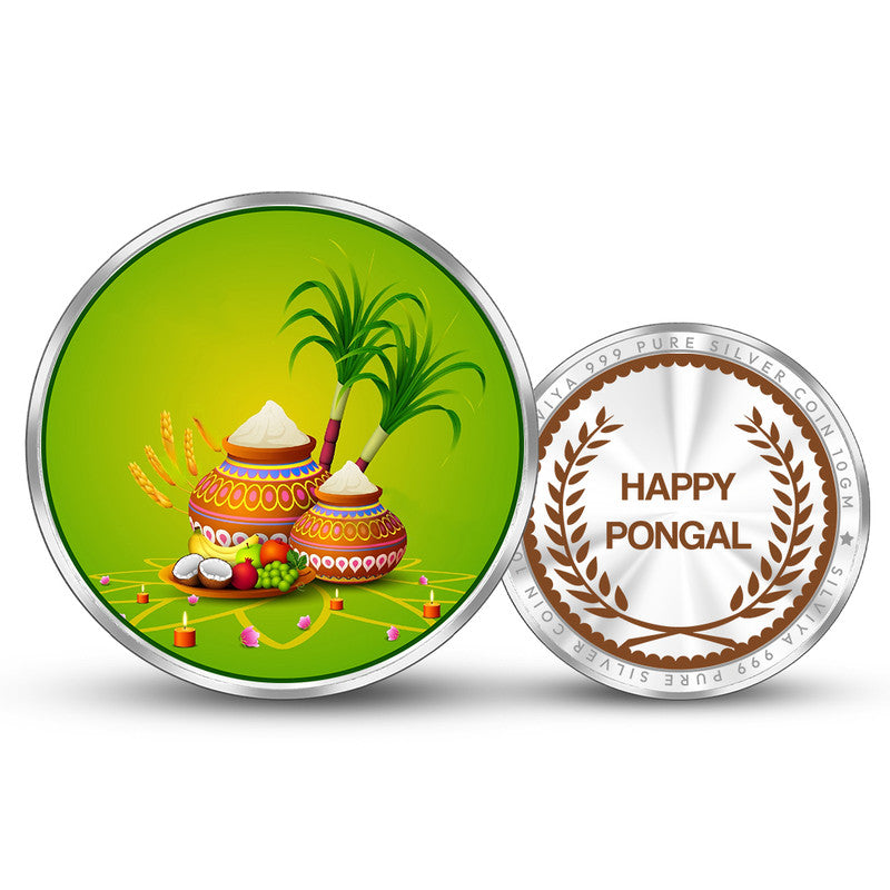 Happy Pongal Festival 999 Pure Silver Coin Round