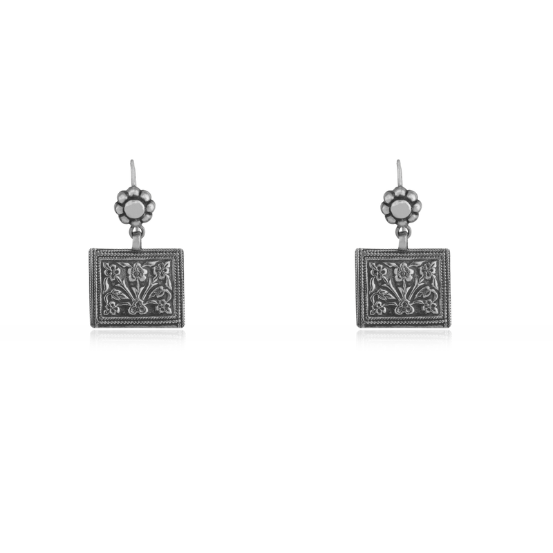 925 Silver Square Drop Earrings