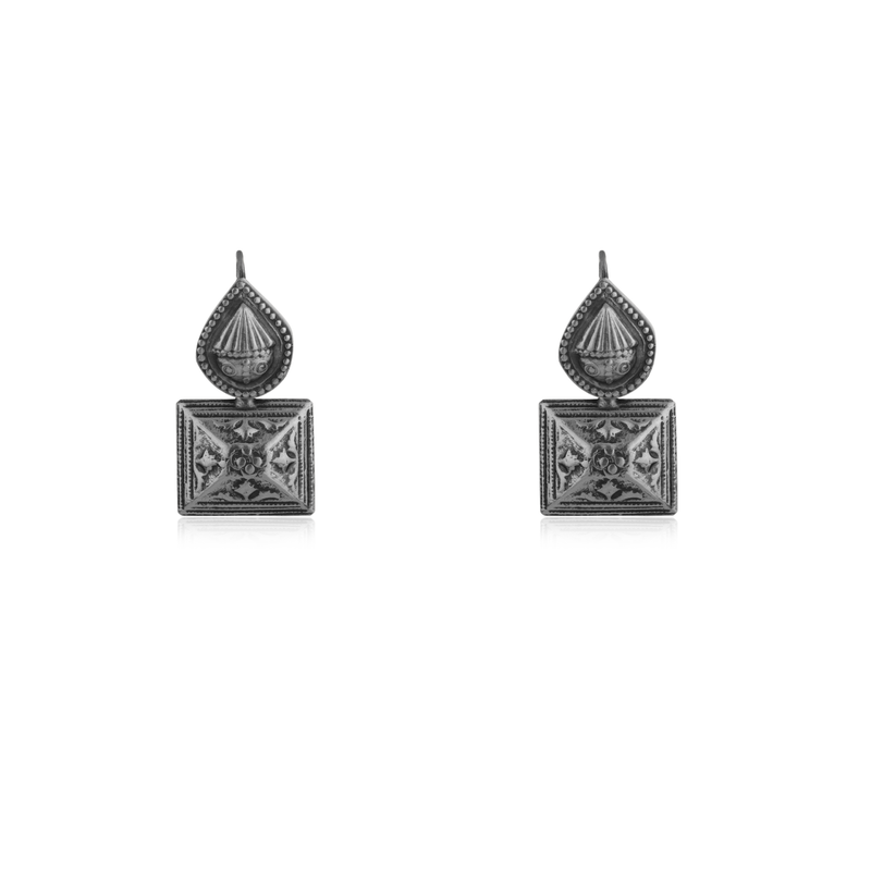 925 Silver Teardrop & Square Earrings