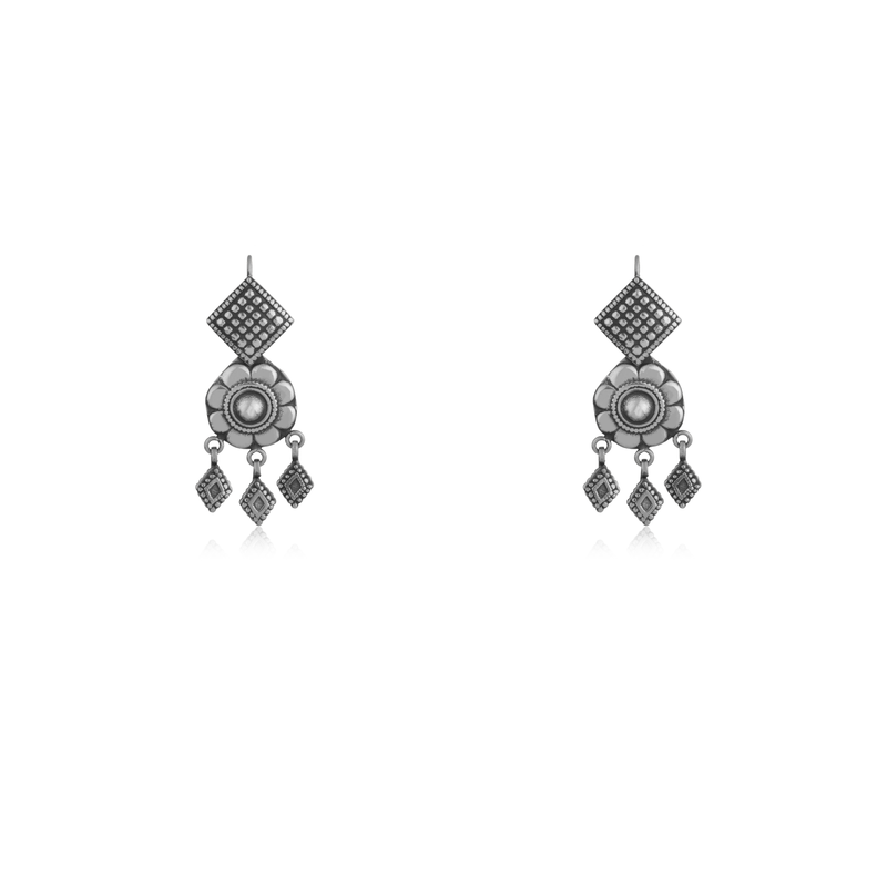 Vintage 925 Oxidized Silver Earrings