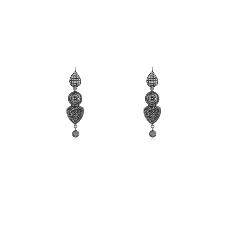 925 Silver Intricate Tribal Earrings