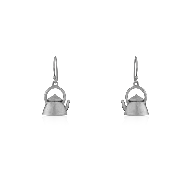 925 Silver Kettle Earrings - Unique & Playful