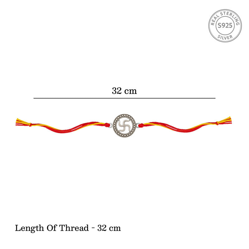 925 silver swastik  rakhi adjustable size 32cm – pure silver Raksha Bandhan gift
