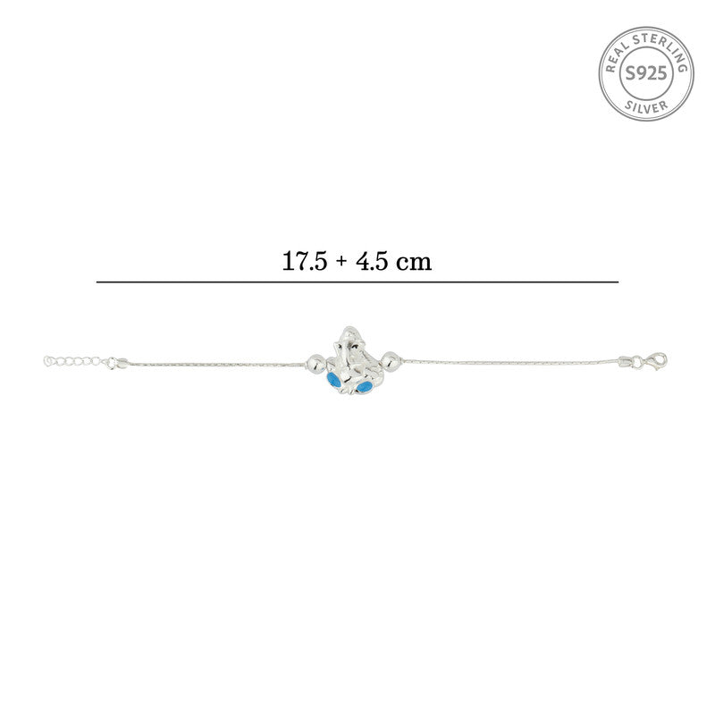 925 silver load ganesh rakhi bracelet for kids with adjustable size 17.5 + 4.5 cm – pure silver Raksha Bandhan gift
