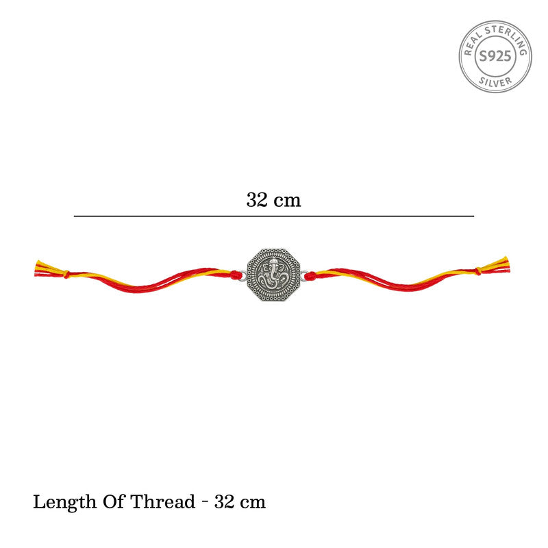 925 silver Om and ganesh rakhi bracelet for kids with adjustable size 32 cm – pure silver Raksha Bandhan gift
