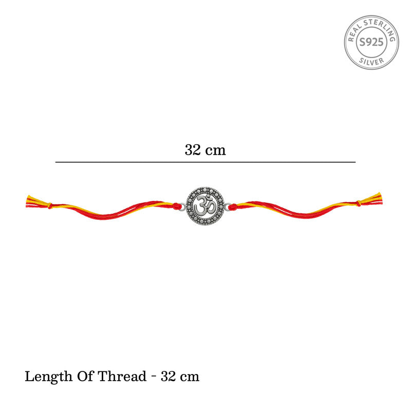 925 silver Om design rakhi bracelet for kids with adjustable size 32 cm – pure silver Raksha Bandhan gift
