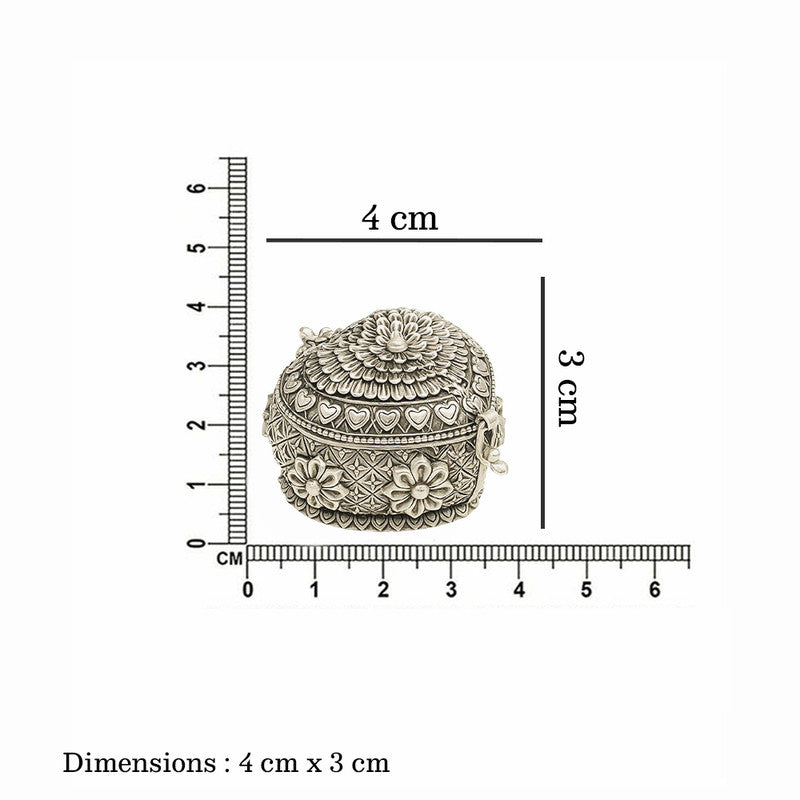 925 Silver Heart Shape Flower Design Engraved Sindoor Box