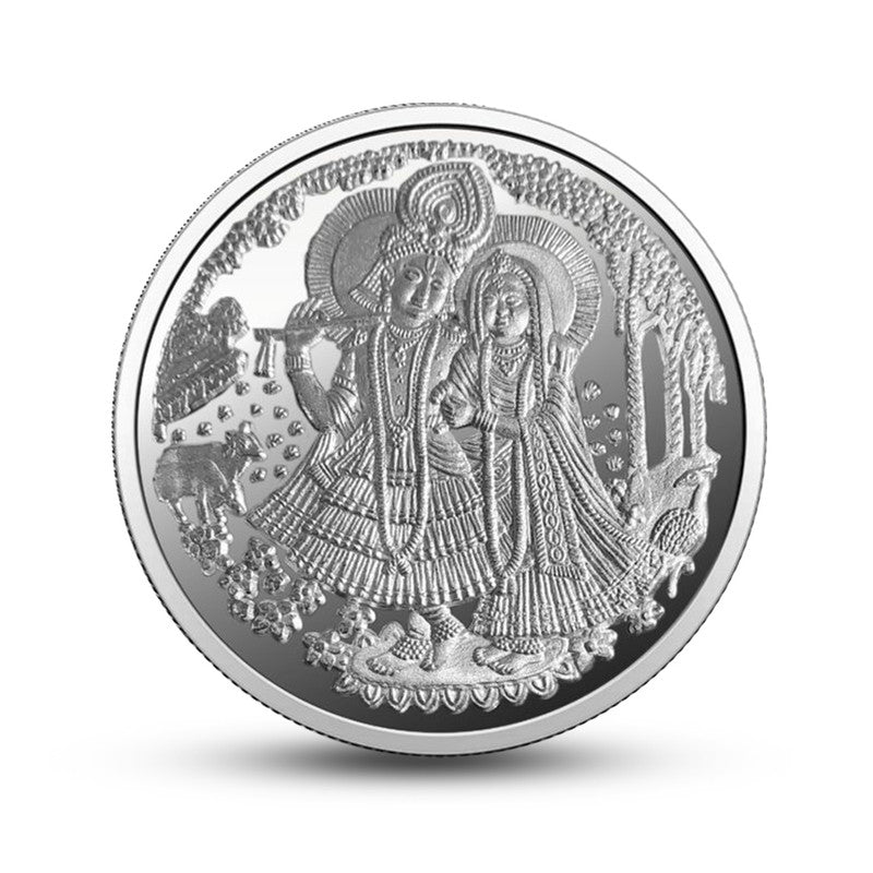 Radha Krishna 999 Pure Silver Coin Round Shape