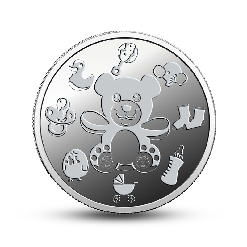 Birthday Teddy Bear 999 Pure Silver Coin Round Shape