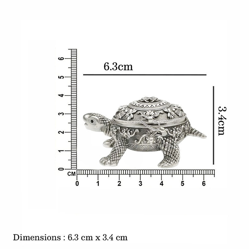 925 Silver Tortoise Shape Floral Design Engraved Sindoor Box