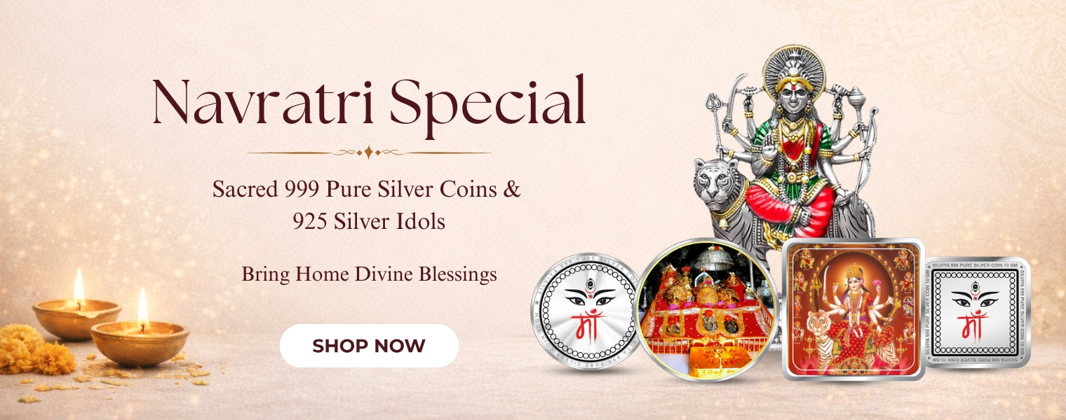 Navratri special 999 pure silver coin and silver idols. 