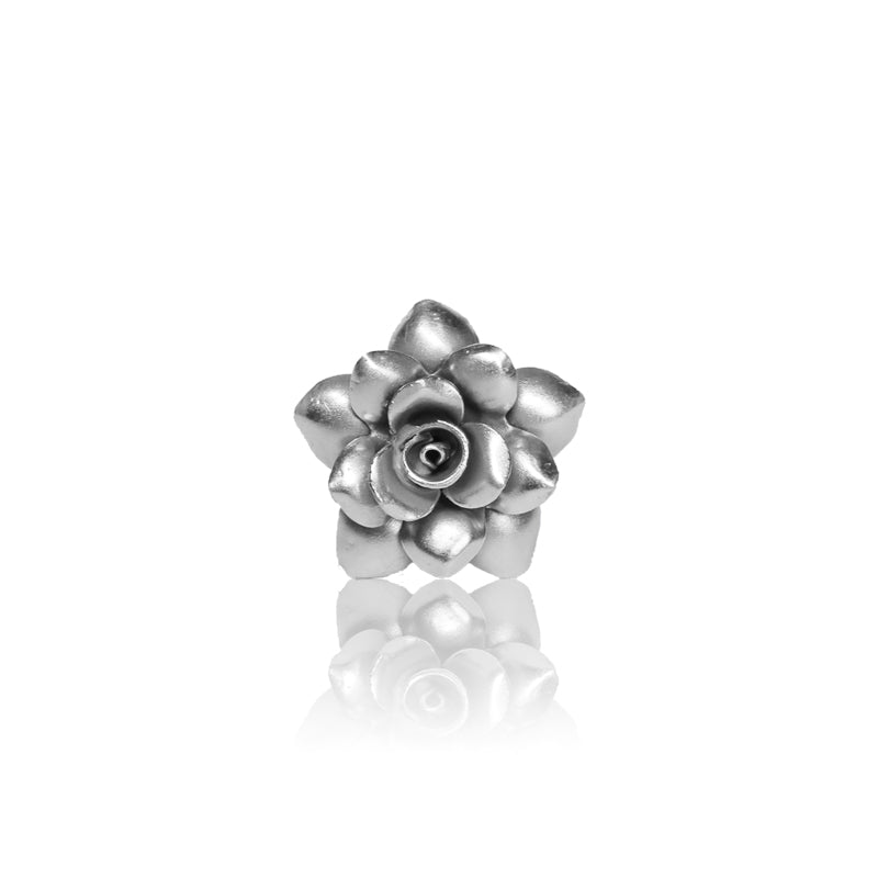 925 Silver Three Layer Flower Oxidized Ring