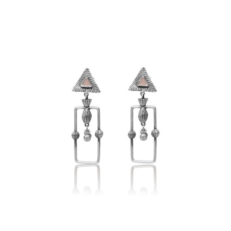 Oxidized Silver Helmer Earrings