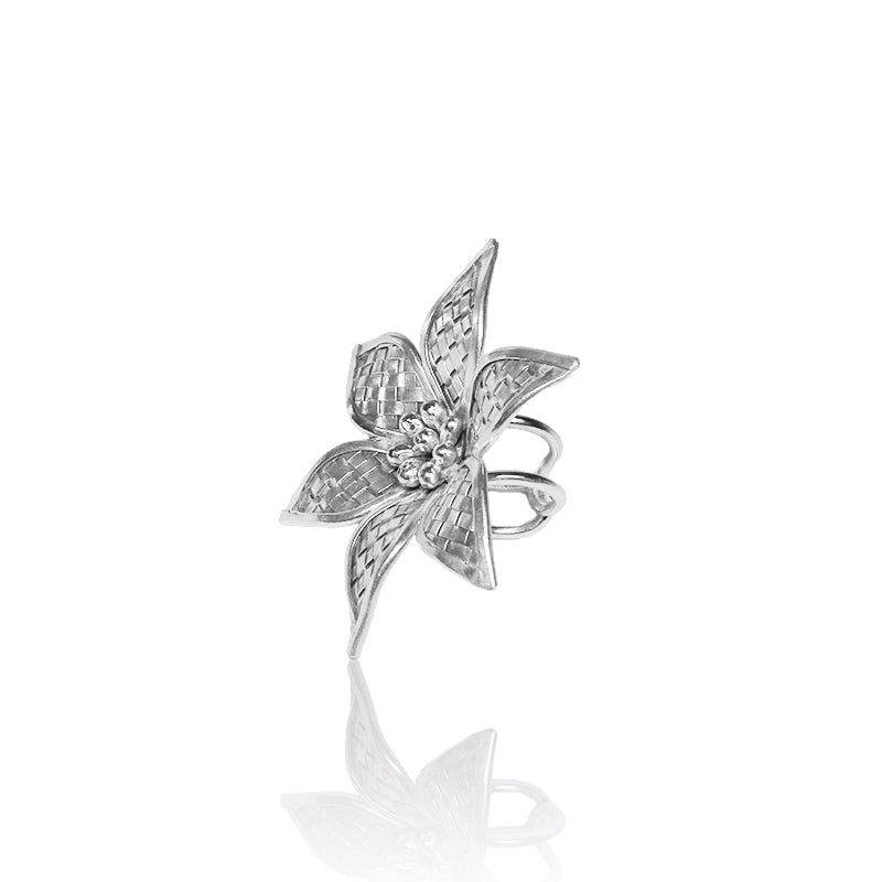 925 Silver Six Petals Antique Ring