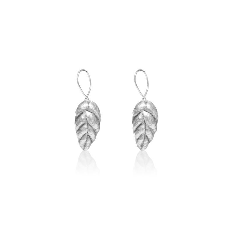 Oxidized Silver Leaf Earrings